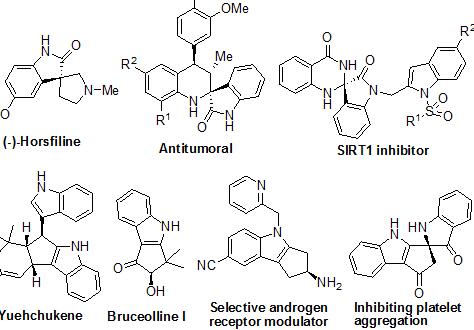 包含手性3’3-螺氧化吲哚和环戊醇吲哚骨架的活性分子